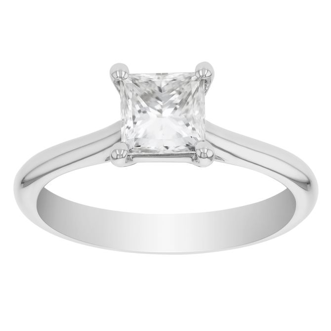 Princess Cut Diamond Solitaire Engagement Ring in 14K White Gold, 1.01 ct