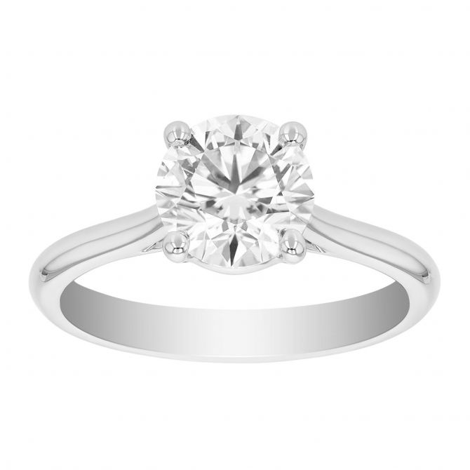 Round Diamond Solitaire Engagement Ring in White Gold, 1.66 ct