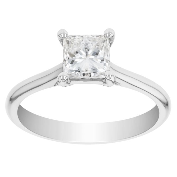 Princess Cut Diamond Solitaire Engagement Ring in 14K White Gold, 1.07 ct