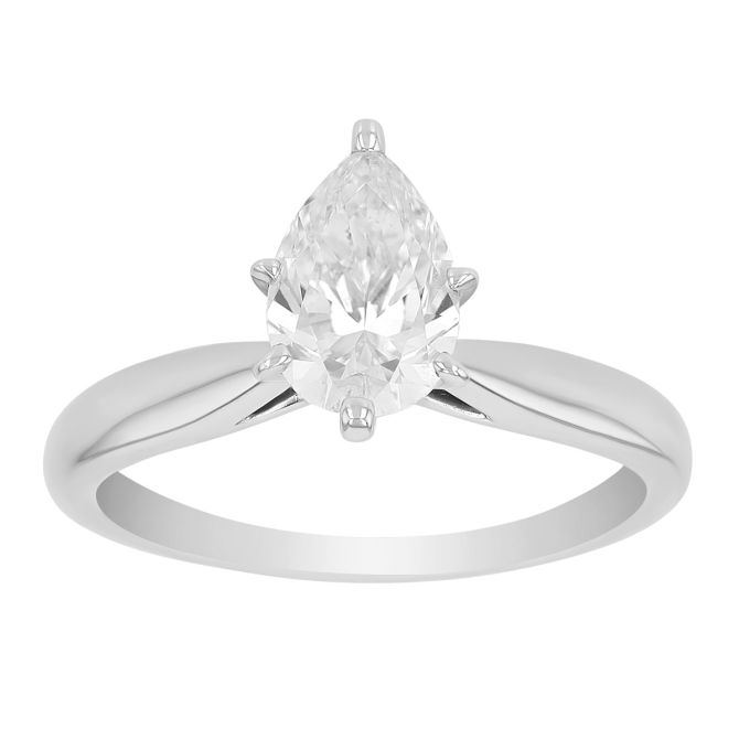 ALTR Lab Grown Pear Shaped Diamond Solitaire Engagement Ring in 14K White Gold, 1.10 ct