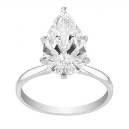 Low Profile Pear Cut Diamond Engagement Ring 14K White Gold 1.02ct M/VS2