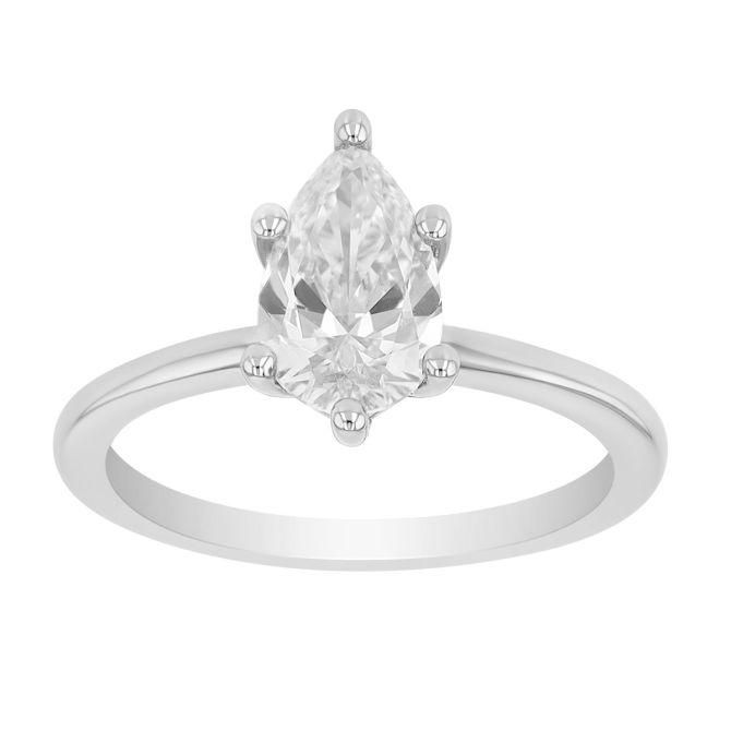 Lab Grown Pear Shaped Diamond Solitaire Engagement Ring in Platinum, 1.02 ct