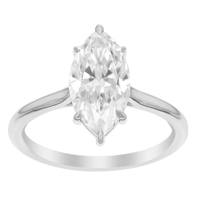 Marquise Diamond Soliatire Engagement Ring in White Gold, 2.14 cttw