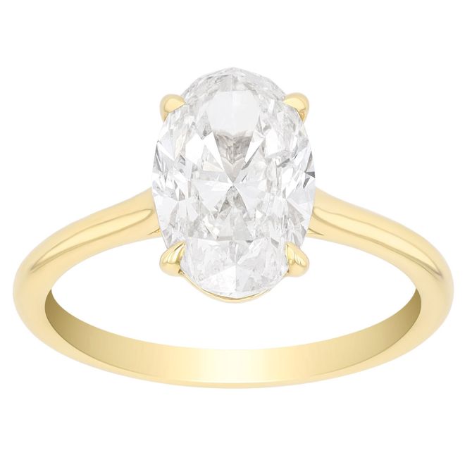 Oval Diamond Solitaire Engagement Ring in 14K Yellow Gold, 2.51 ct