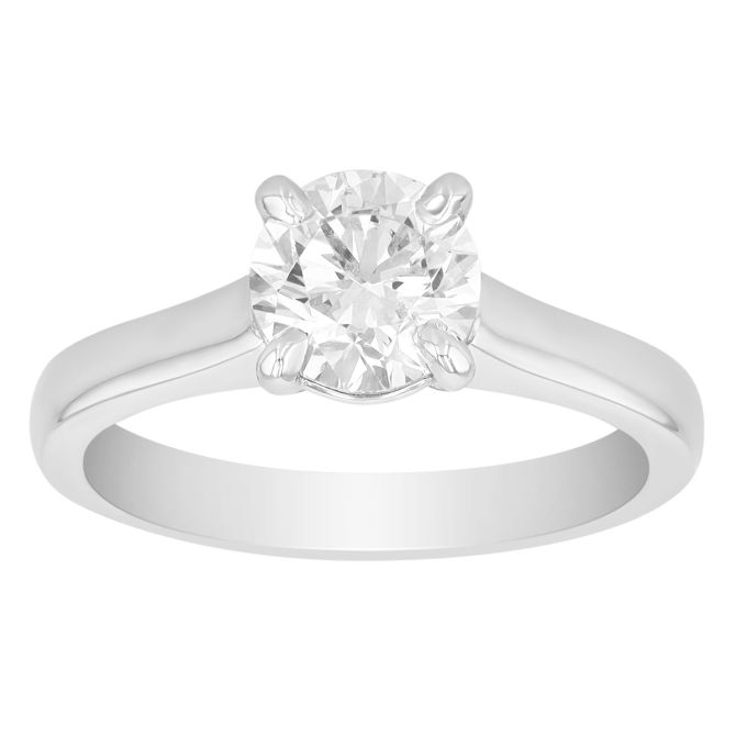 Round Diamond Solitaire Engagement Ring in 14K White Gold, 1.09 ct