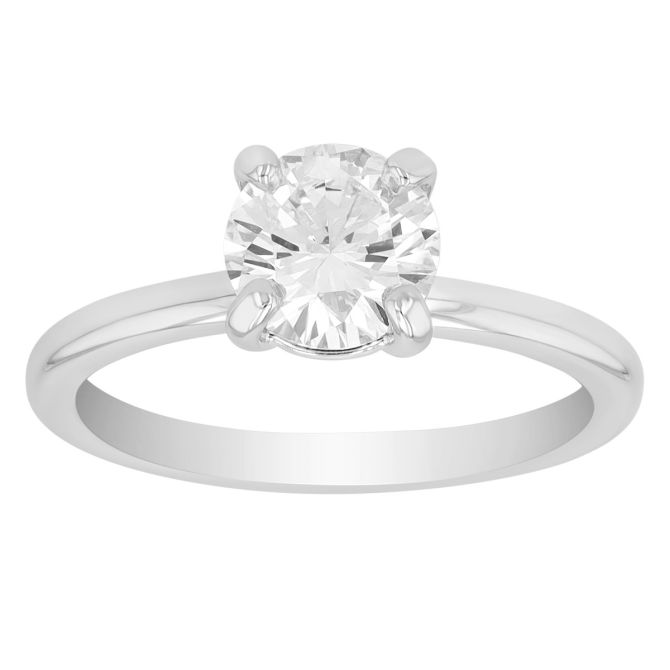 Round Diamond Solitaire Engagement Ring in 18K White Gold, .99 ct