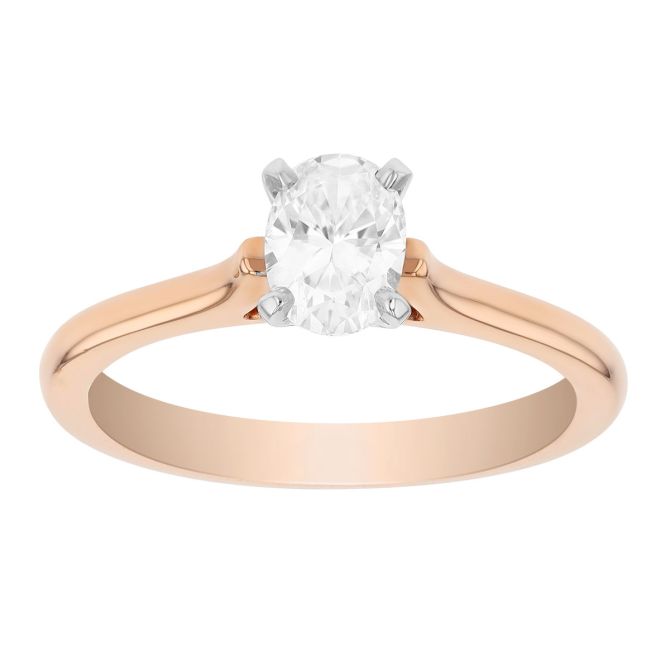 Oval Diamond Solitaire Engagement Ring in 14K Rose Gold, 0.54 ct