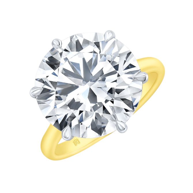 Rahaminov Round Diamond Solitaire Engagement Ring in Yellow Gold, 7.05 ct