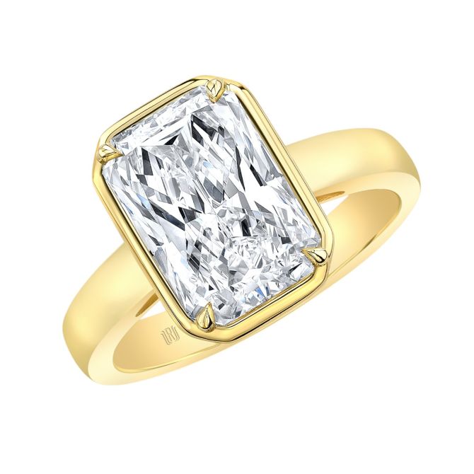 Rahaminov Radiant Cut Diamond Solitaire Engagement Ring in Yellow Gold, 1.70 ct