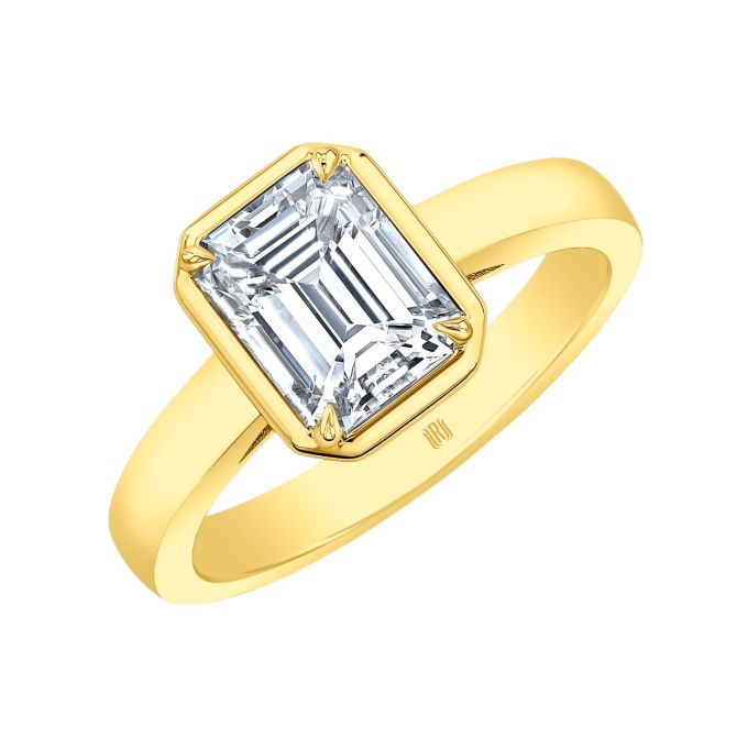 Rahaminov Emerald Cut Diamond Solitaire Engagement Ring in Yellow Gold, 1.57 ct