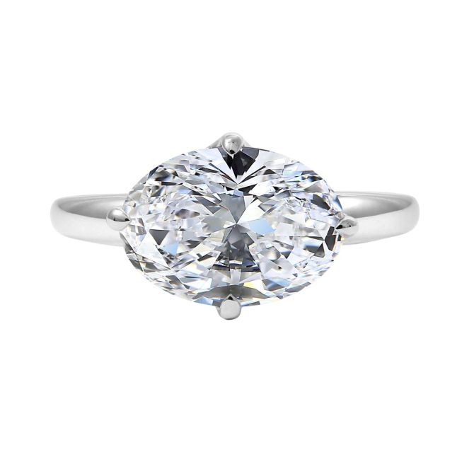 Clarity Diamond Signature Lab-Grown Oval Diamond Solitaire Engagement Ring in White Gold, 3.16 ct