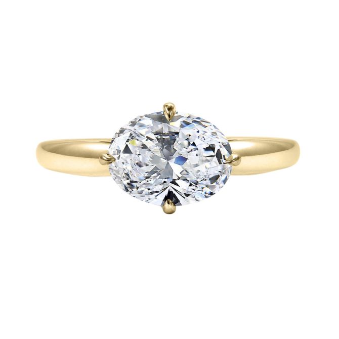 Clarity Diamond Signature Lab-Grown Oval Diamond Solitaire Engagement Ring in Yellow Gold, 2.31 ct