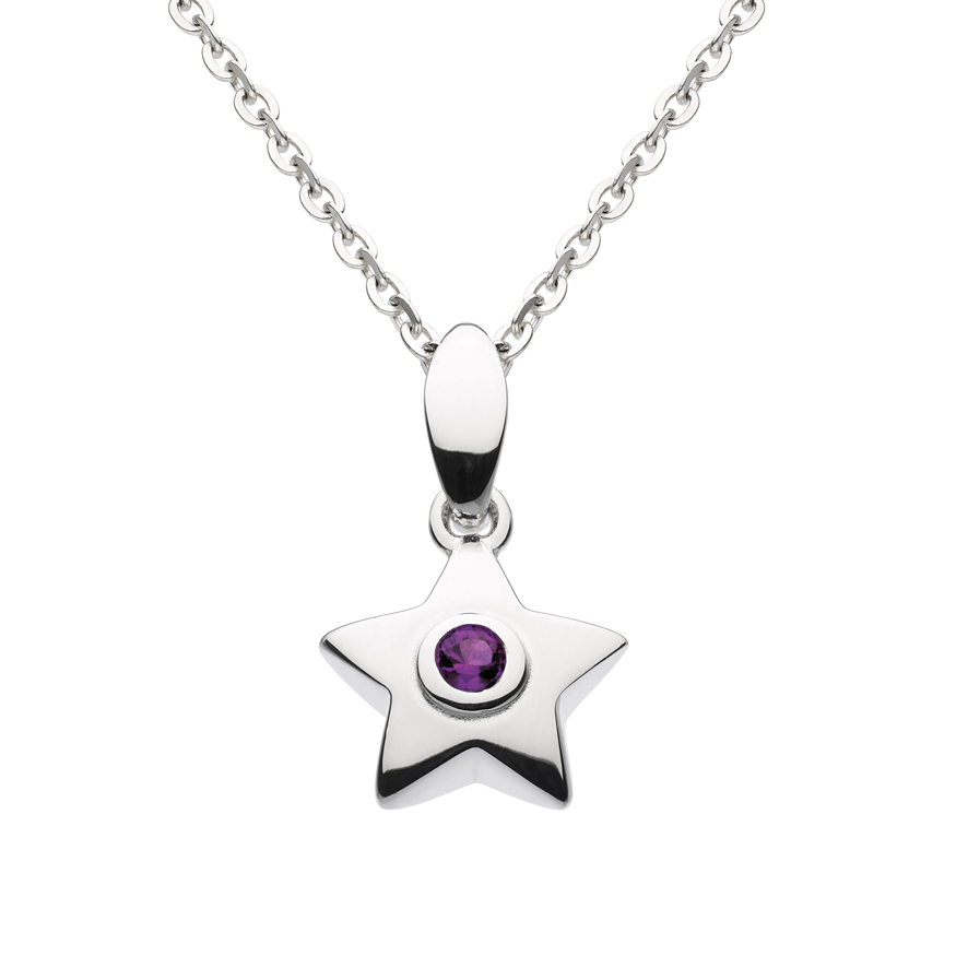 Sterling Silver Round Amethyst Bezel Set Star Pendant Necklace | 9942AM ...