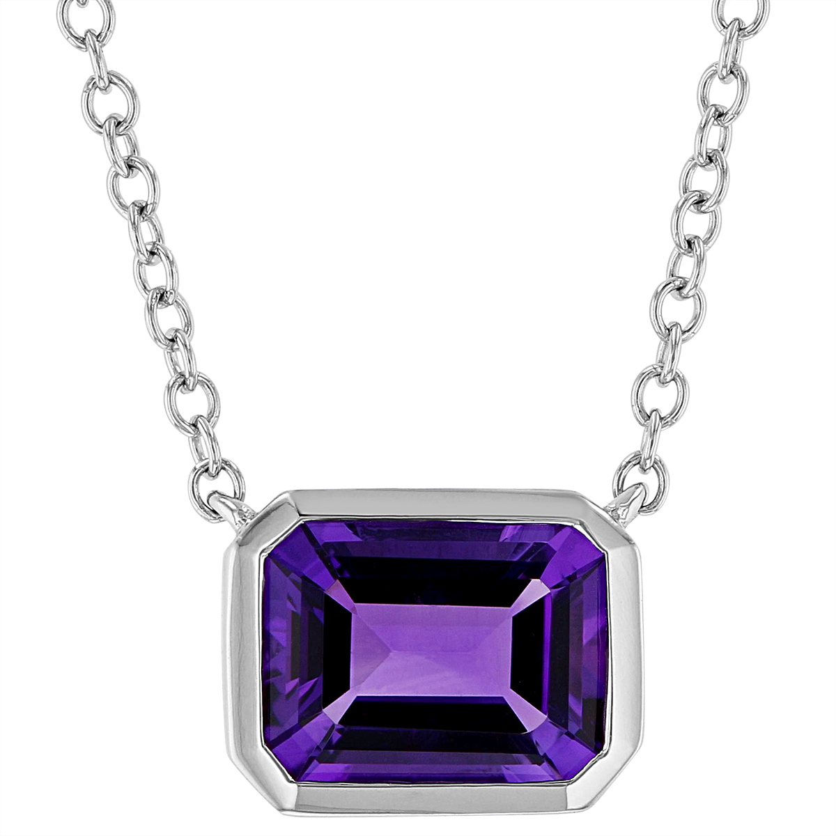 bezel set amethyst necklace