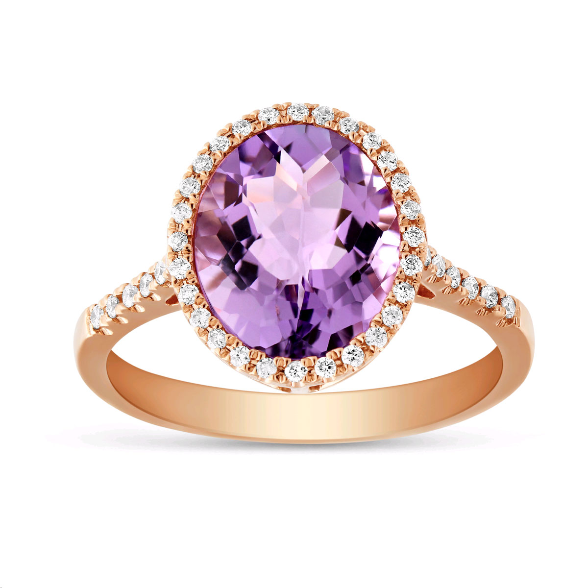 Rose Gold Oval Amethyst & Diamond Halo Ring | Borsheims