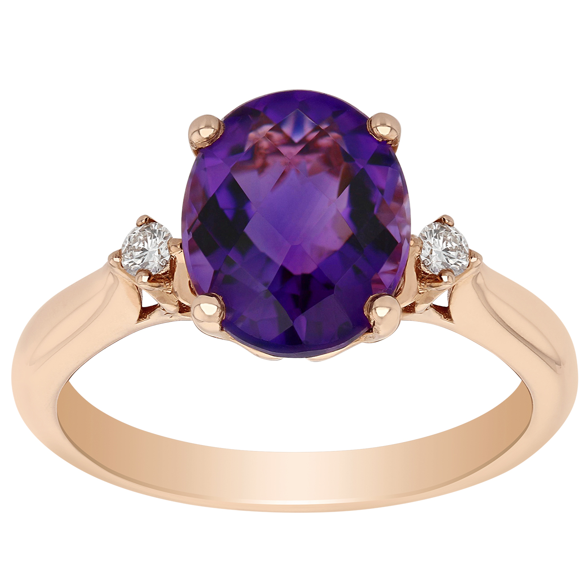 Oval Amethyst Ring with Diamond Accent Stones in Rose Gold | Borsheims