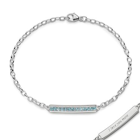 Monica Rich Kosann "I Love You More" Aquamarine Poesy Bracelet in Sterling Silver