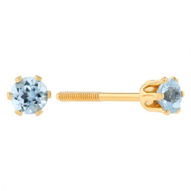 Children's Aquamarine Stud Earrings in Yellow Gold