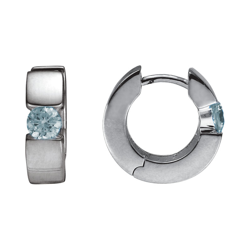 Aquamarine Hinged Huggie Hoop Earrings in Sterling Silver | Borsheims