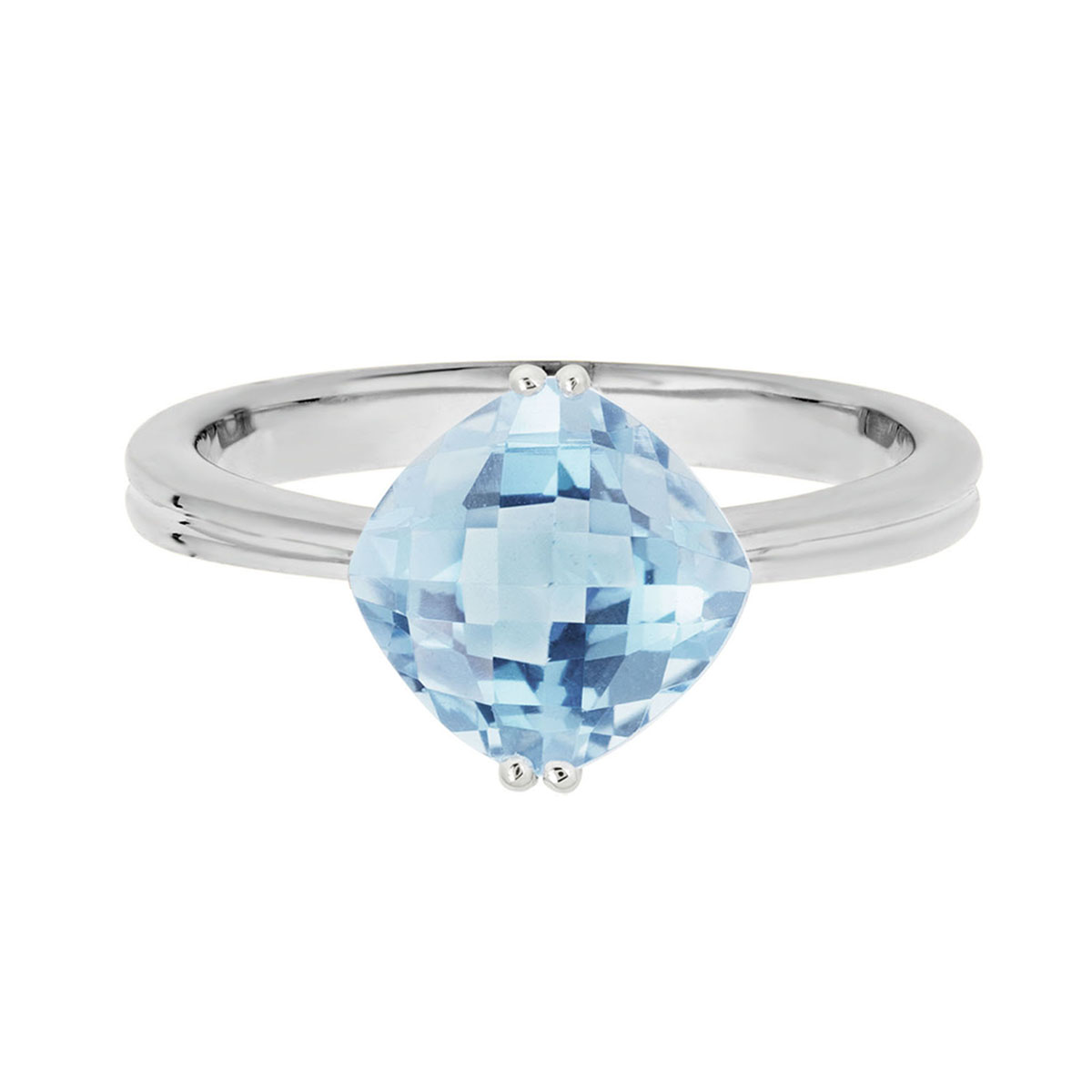 Checkerboard Cushion Aquamarine Ring in White Gold | Borsheims