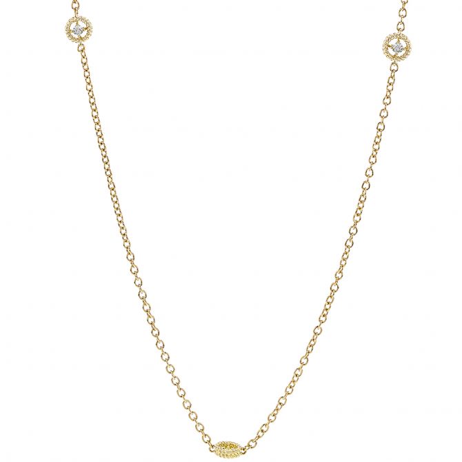 Roberto Coin Cento Diamonds By the Inch Necklace in Yellow Gold, 32"