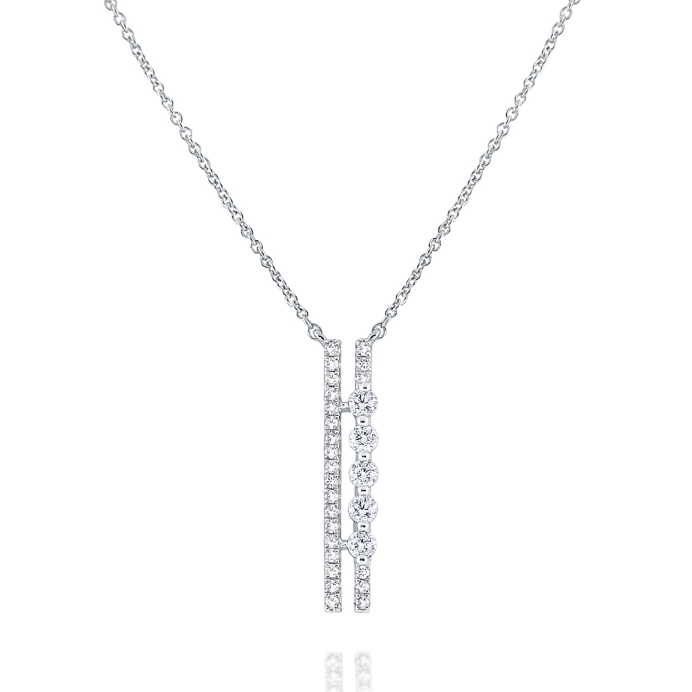 Diamond Double Bar Drop Necklace in White Gold | Borsheims
