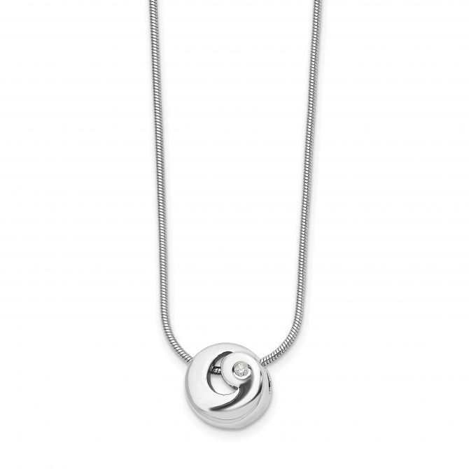 Sterling Silver Diamond Swirl Pendant, 20"