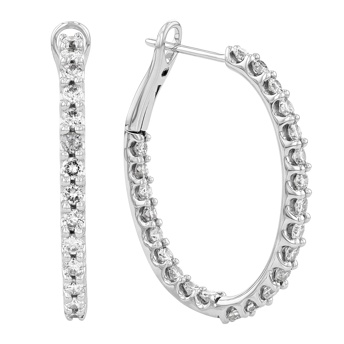 Diamond Inside Out Scalloped Prong Hoop Earrings, 2 cttw | Borsheims