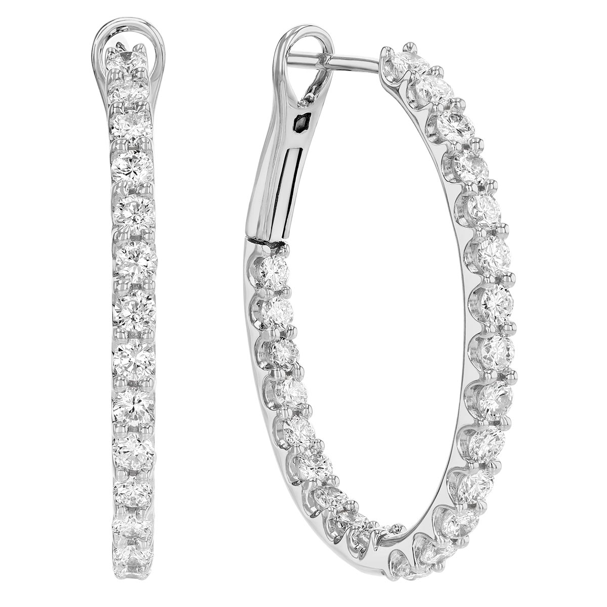 Diamond Inside Out Scalloped Prong Hoop Earrings, 2 cttw | Borsheims