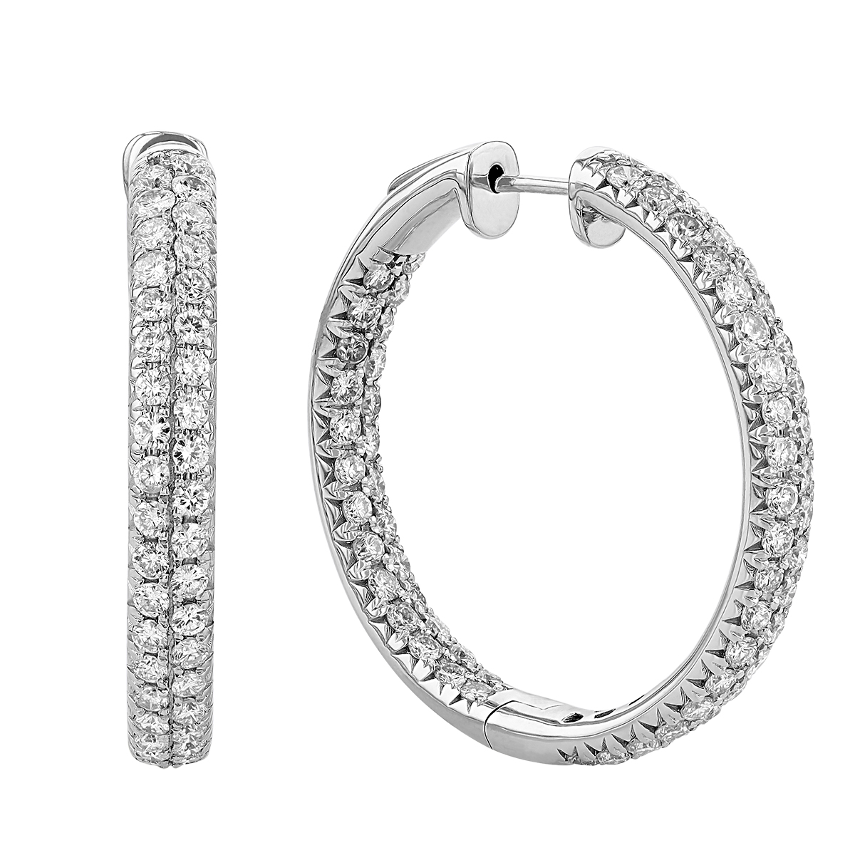 Diamond 2 Row French Pave Inside Out Hoop Earrings, 3.50 cttw | Borsheims