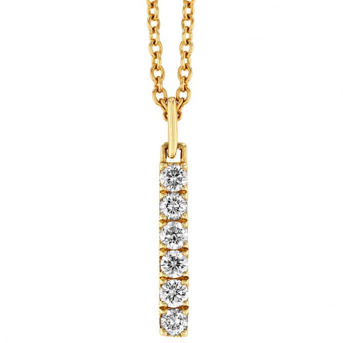 Diamond Vertical Bar Pendant in Yellow Gold, 16"