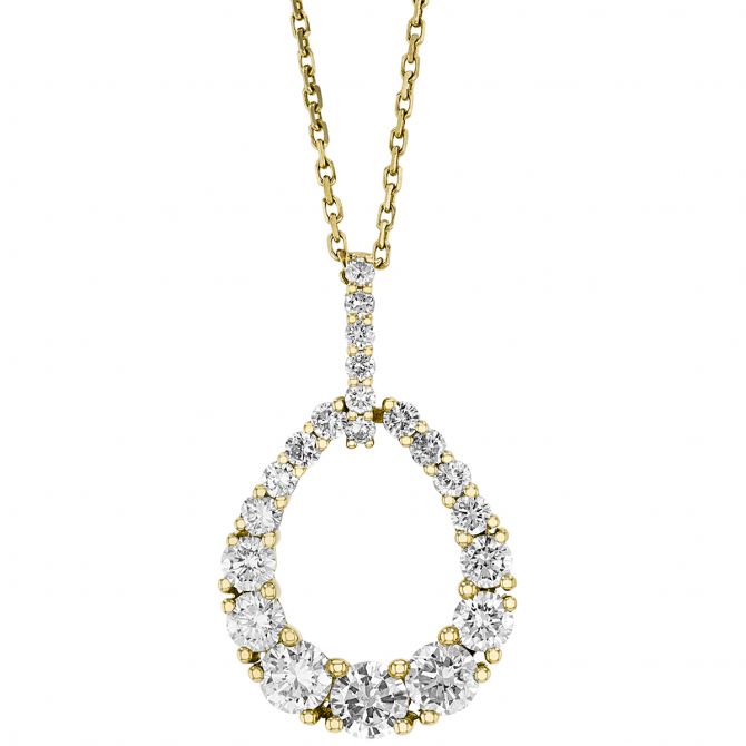 Diamond Open Teardrop Pendant in Yellow Gold