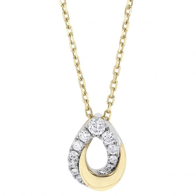 Frederic Sage Deco Diamond Pear Shaped Pendant in Two Tone, 18"