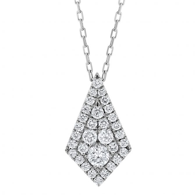 Frederic Sage Diamond Pavé Kite Shaped Pendant in White Gold, 18"