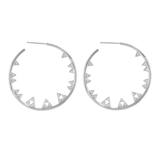 Doves Diamond Spike Hoops in White Gold