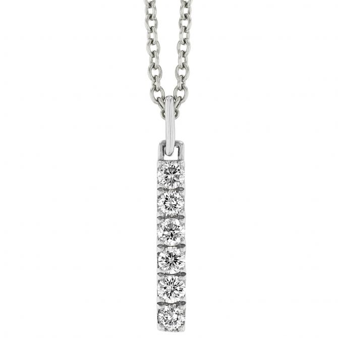 Diamond Bar Pendant in White Gold, 16"