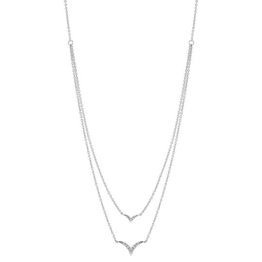 Download Diamond Bird Layered Necklace In White Gold 16 Borsheims