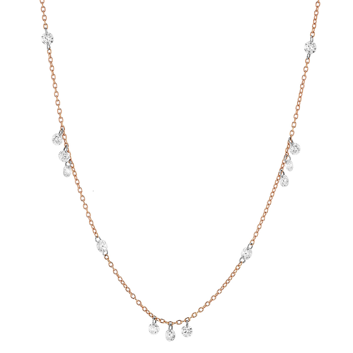 Aresa Lovelace Diamond Fringe Necklace in Rose Gold, 1.50 cttw, 19 ...