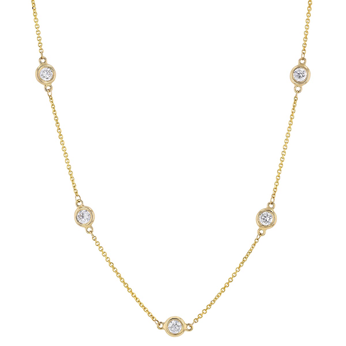 Diamond 12 Station by Yard Necklace in Yellow Gold, 18