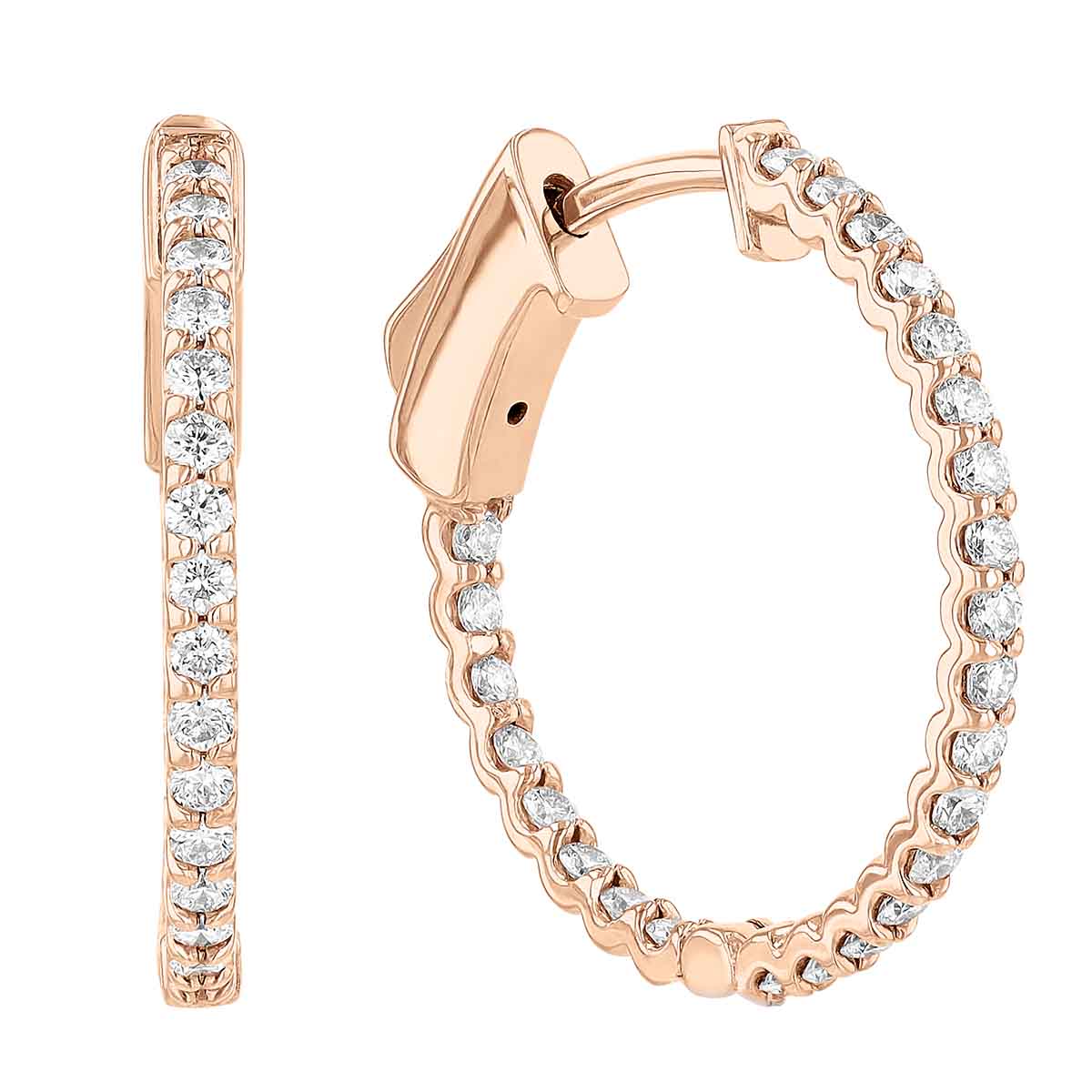 Diamond Inside Out Hoop Earrings in Rose Gold, 0.55 aptw | Borsheims