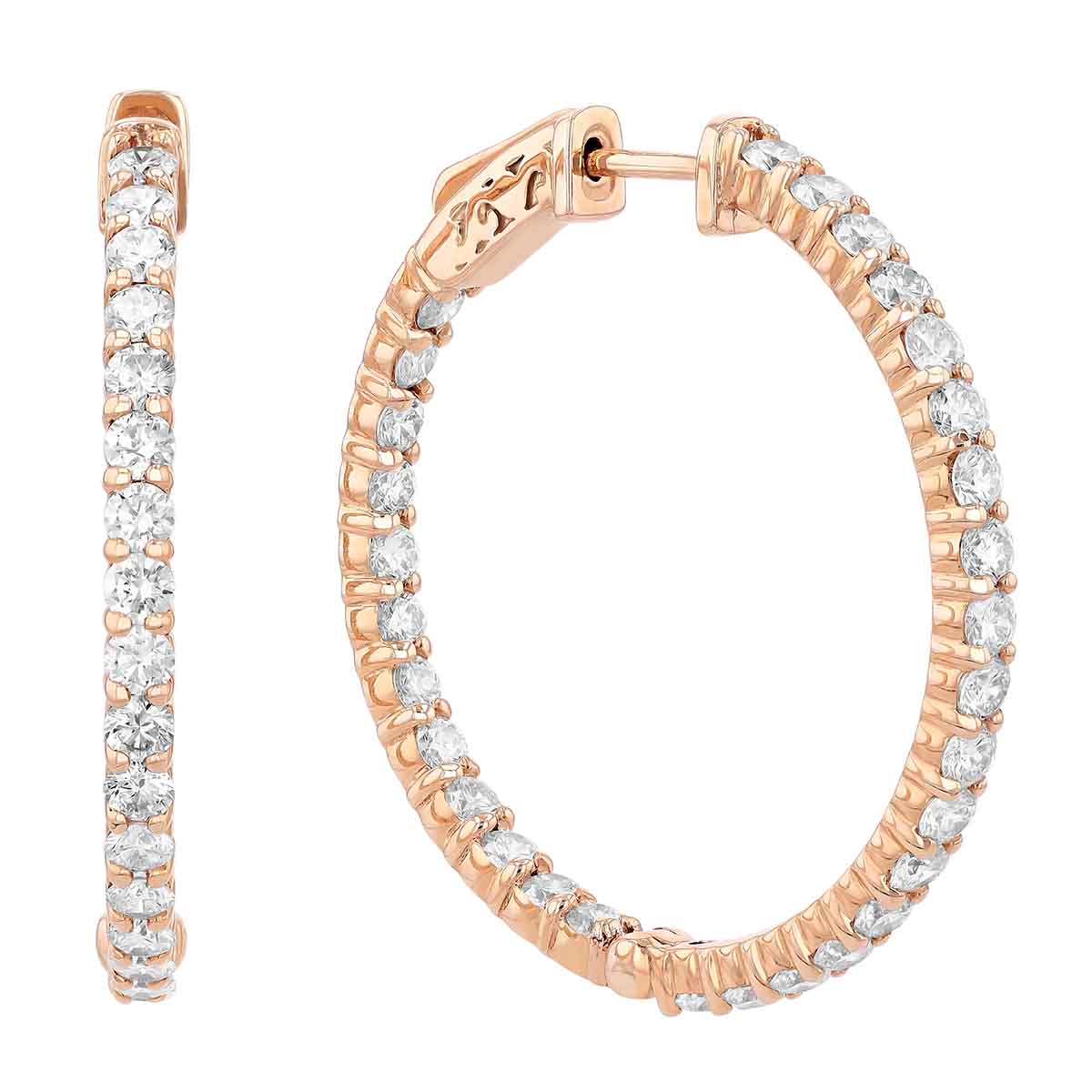 Diamond Inside Out Hoop Earrings in Rose Gold, 3.00 aptw | Borsheims