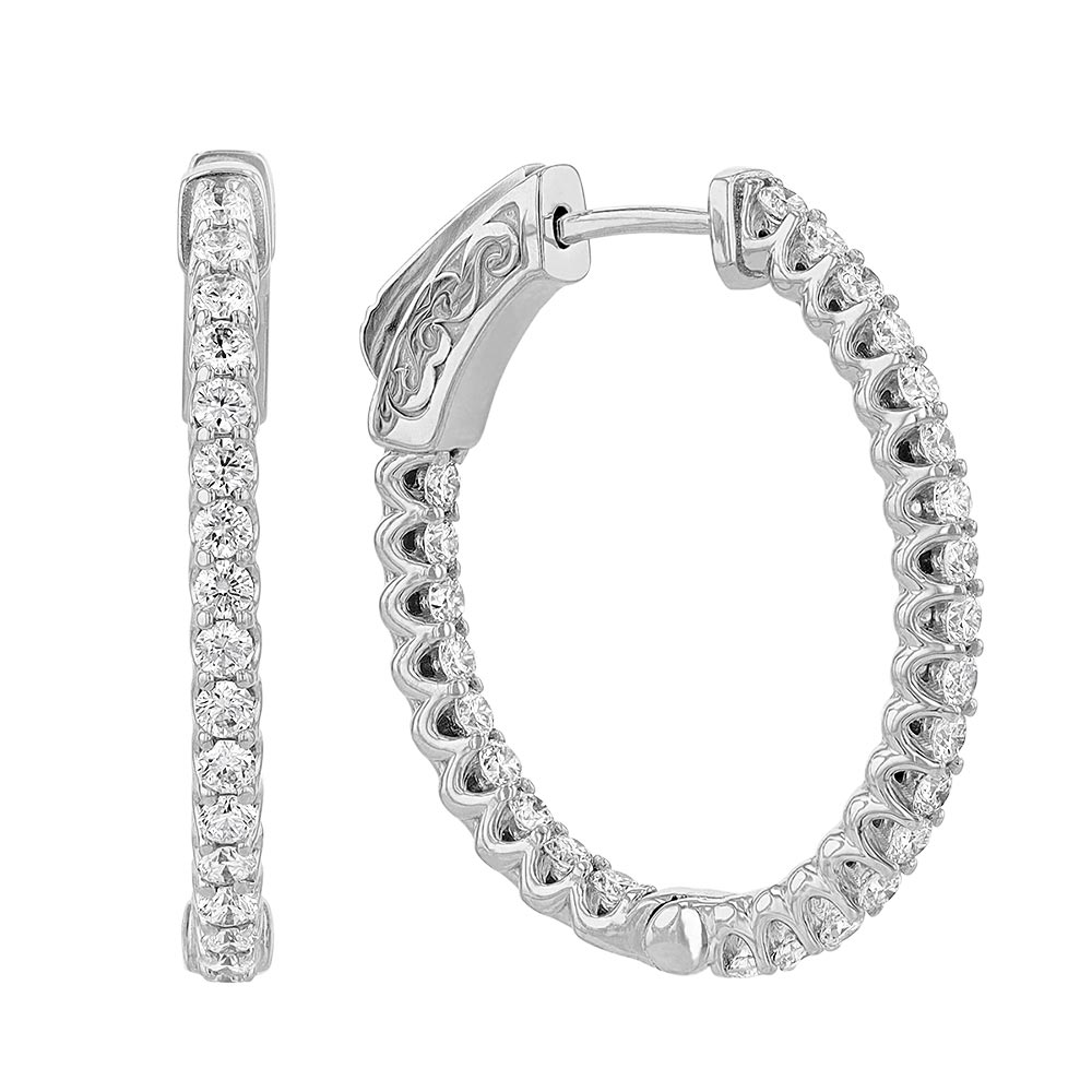 Diamond Inside Out Hoop Earrings in White Gold, 1.04 cttw | Borsheims