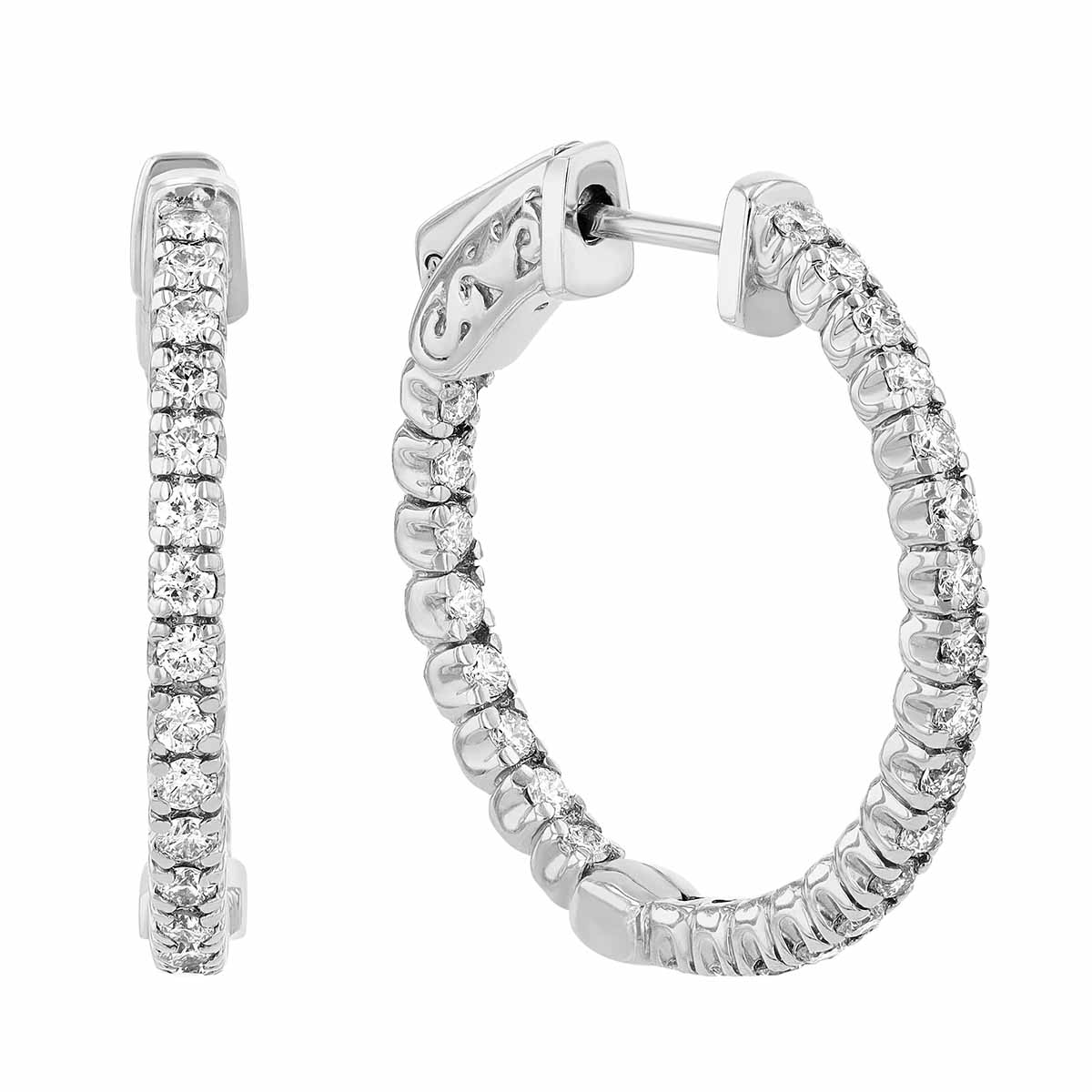 Diamond Inside Out Hoop Earrings in White Gold, 1.05 aptw | Borsheims