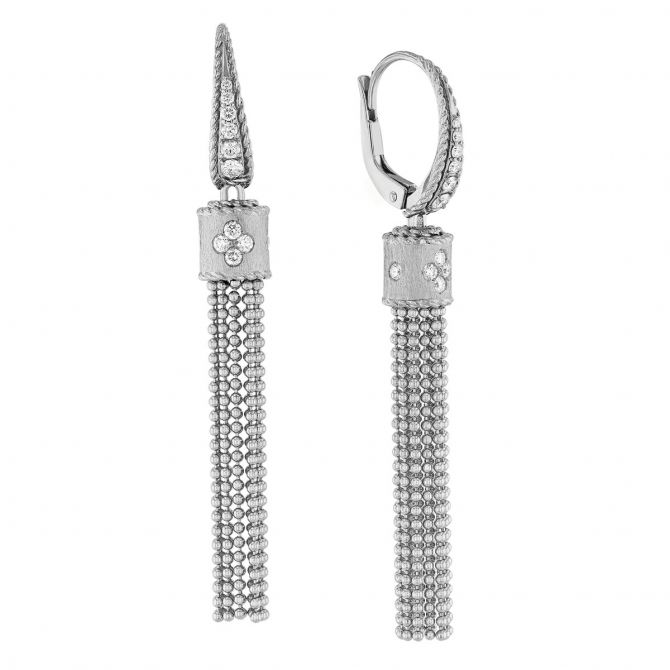 Roberto Coin Princess Diamond Tassel Drop Earrings in 18K Gold