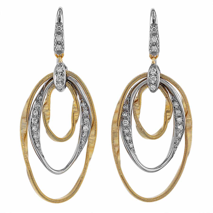 Marco Bicego Marrakech Onde Diamond Drop Earrings in Two Tone Gold