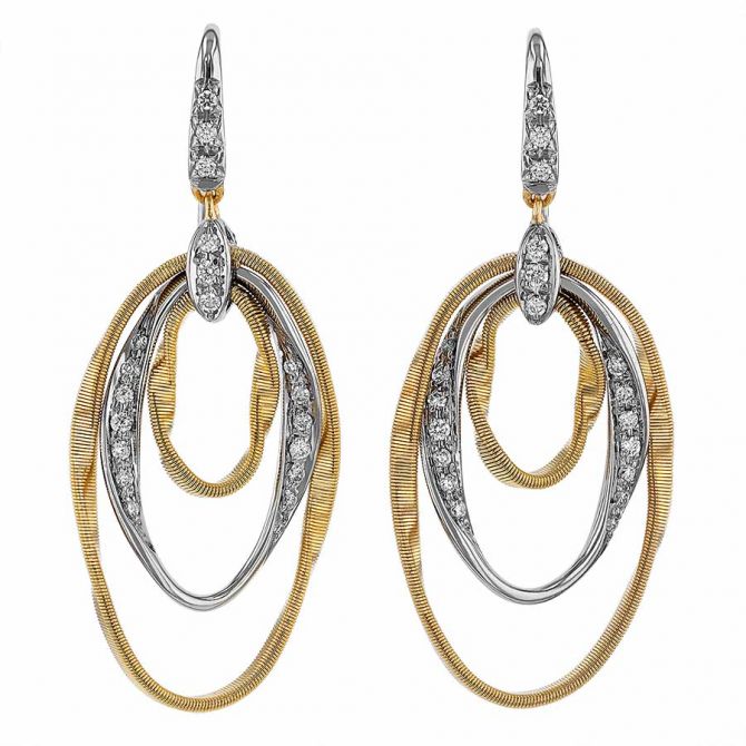 Marco Bicego Marrakech Onde Diamond Drop Earrings in Two Tone Gold