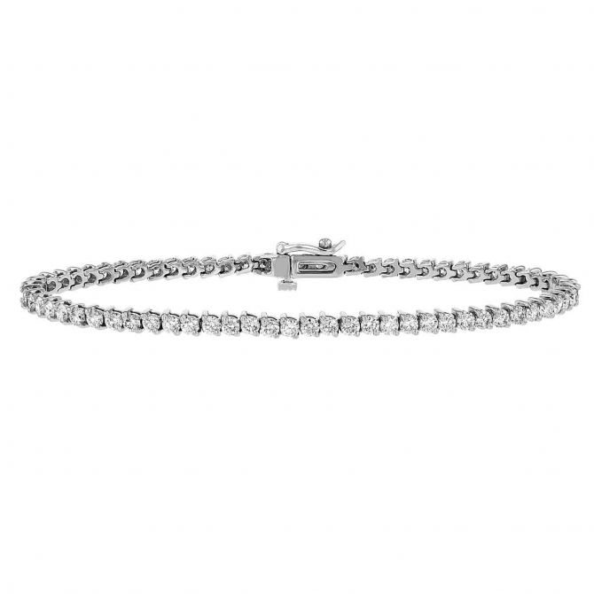 Diamond 2 Prong Tennis Bracelet in White Gold, 4.00 aptw