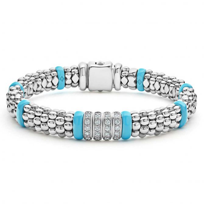 LAGOS Blue Caviar Three Row Diamond Caviar Bracelet