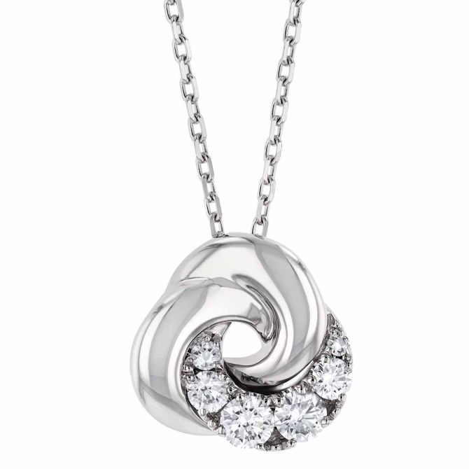 Frederic Sage Diamond Mini Swirl Love Knot Pendant in White Gold