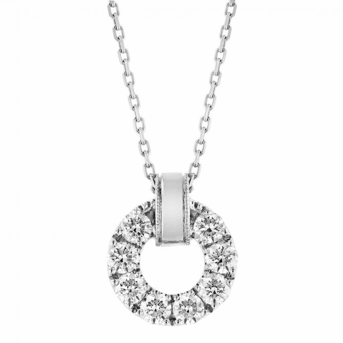 Frederic Sage Mini Diamond Open Circle Pendant in White Gold, 18"